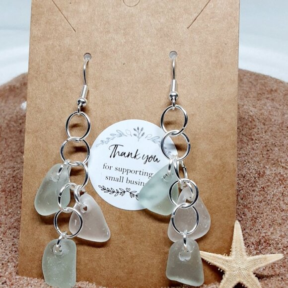 Women's sea glass earrings - Picture 2 of 3